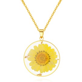 Ringelblume gepresste Wildblumen Halskette | Oktober Geburtsmonat Blumen Halskette | Gepresste Blumen Halskette Geschenk für Frauen | Personalisierte handgefertigte Halsketten | Geburtstag | 45 cm