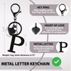 ANHBKAR Stainless Steel Black Alphabet Keychain A-Z for Women, Girls