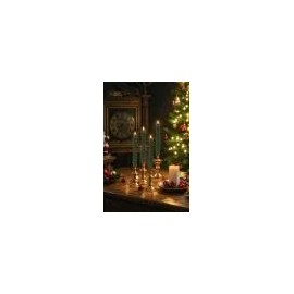 4 Pcs Christmas Tree Candles with Remote, Waxy Flameless Taper Candles Flickering, Green LED Candlesticks Battery Operated for New Year Celebration Holiday Decorations 9.7 Inches