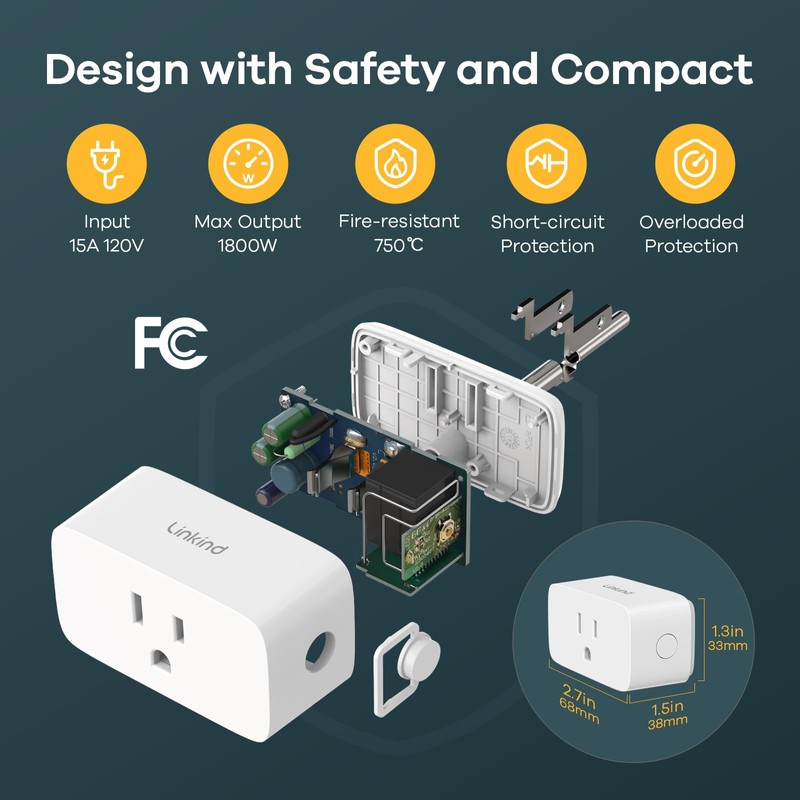 Linkind Matter Smart Plug, Work with Apple Home, Siri, Alexa,
