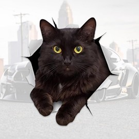 Set of 2 Black Cat Vinyl Decals 12x13cm Realistic Cat Stickers for Cars, Windows, Laptops, 3D Effect Decoration, Waterproof & Durable Car Sticker |#DS05
