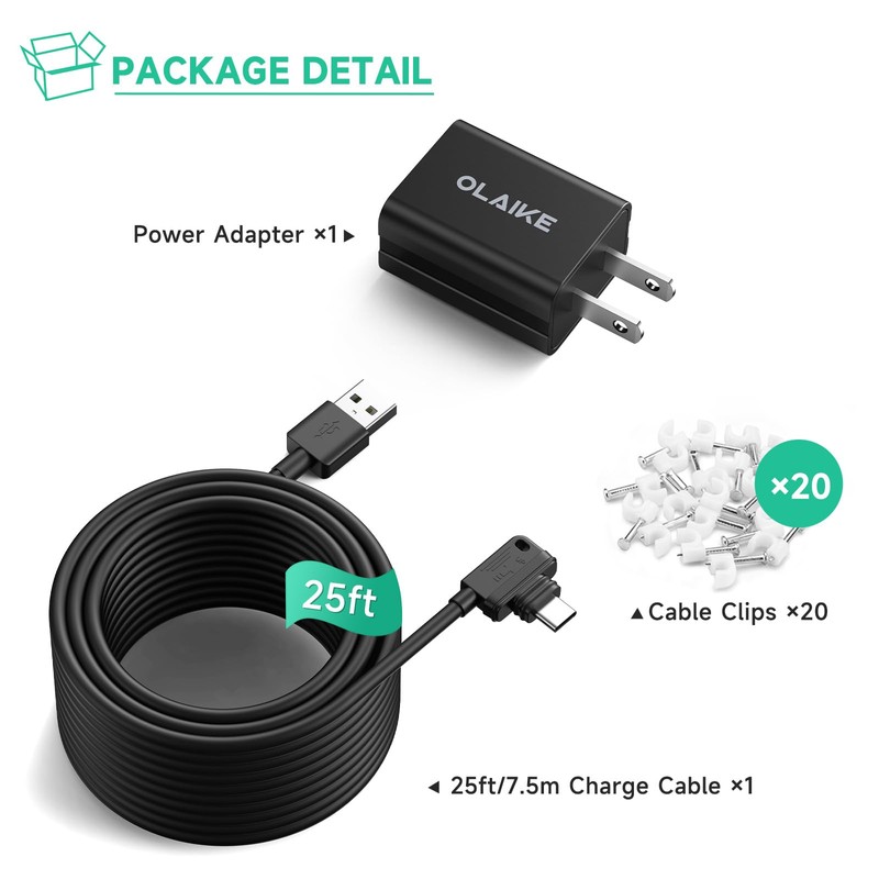 OLAIKE 3Pack 25ft Power Cable and Adapter for Blink Outdoor