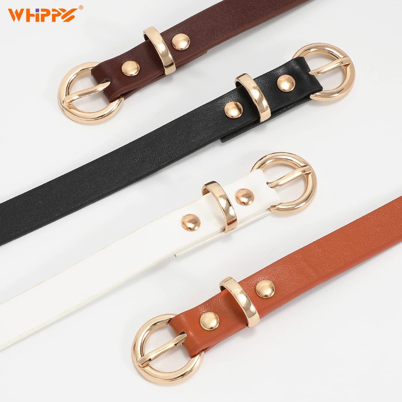 4 Pack Women Thin Waist Belt Skinny Leather Belt with