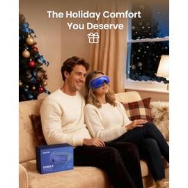 RENPHO Christmas Limited Edition Eye Massager with Heat and Cooling, White Elephant Christmas Birthday Gifts for Mom Dad Women Men Her Him, Eyeris 3 Voice Control, Eye Care Sleep Mask for Migraines