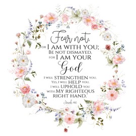 Fabric Panel 8"x8" Isaiah 41:10 Bible Verse 100% Cotton Quilting Sewing Block Square DL1025