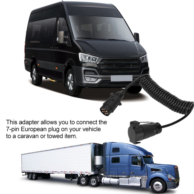 7 Pin Trailer Plug With 98.4in Spring Extension Cable 12V