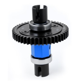 BENMAZ Metal 46T Spur Gear Assembled Center Diff Straight Shaft for Traxxas 1/8 Sledge 4WD Upgrade Parts (Blue)