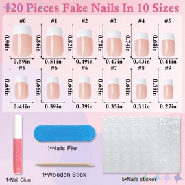 LuckForever Medium French Tip Press on Nails Square Fake Nails with Glue & Tabs, 144pc White French Tips Glue on Nails Press on Nails Medium Fake Nails Square False Nails French Acrylic Nails Tips