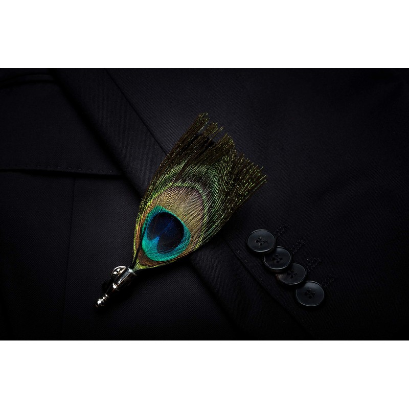 RBOCOTT Leather Feather Handmade Pre-tied Bow tie and Brooch Sets