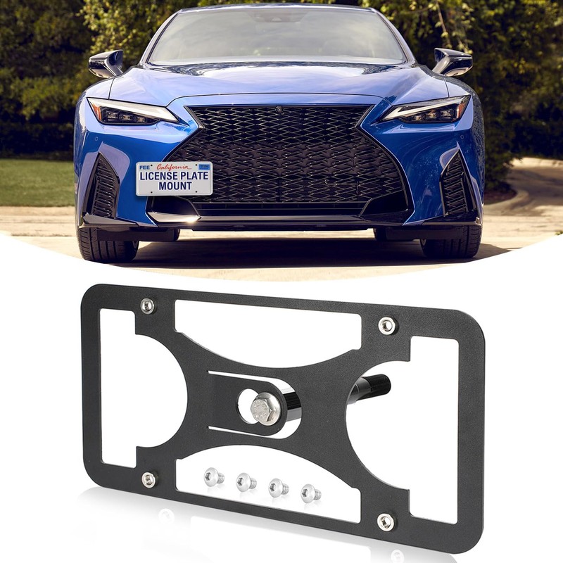 Front Bumper Tow Hook License Plate Mount Bracket Compatible with