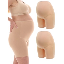 Maternity Briefs with Long Legs for Pregnancy / Post-Birth - High-Quality Cotton Blend - Beige / Skin Tone / Black - Pack of 1 or 2 - 5000 - s