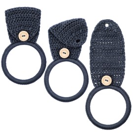 Tatuo 3 Pieces Crochet Dish Towel Holder Hanging Hand Towels Ring Towel Holder for Kitchen Towels with Loop Bathroom Towel Hanger for Housewarming (Dark Gray)