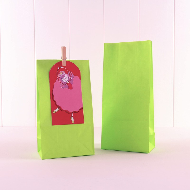 Vibrant Lime Green Paper Party Bags (Pack of 12) -