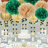 Green Gold Party Decorations: Tissue Paper Pom Poms, Lanterns, Dots