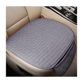 KVAEY Front Car Seat Cover, Anti-Slip Bottom Front Seat Cover Protector with Storage Pocket, Breathable Linen Driver Seat Protector Comfortable Front Cushion Pad for Most Vehicles (Gray)