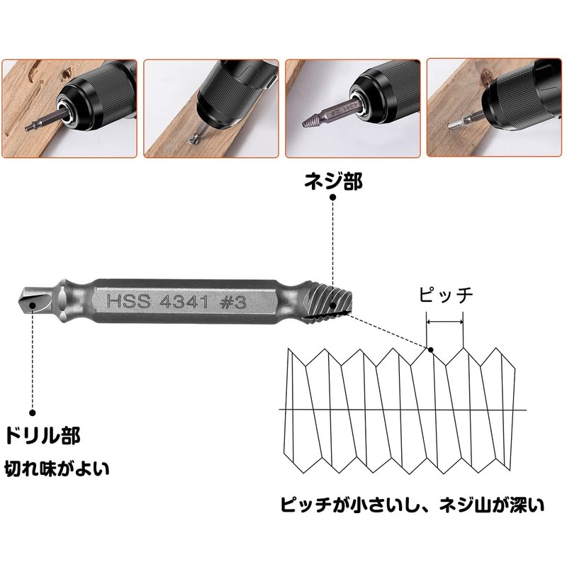 ANZOBEN Screw Removal Bit Stainless Steel Screw Removal Bit Extractor,