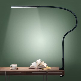 Desk Light, LEDPTS.jp Desk Stand, LED Light, Clamp, Reading, Study Light, Eye-Caring / Stepless Dimming, 1000LUX, 12W, 360° Rotation, LED Light, Touch Control, Japanese Instruction Manual (Black)