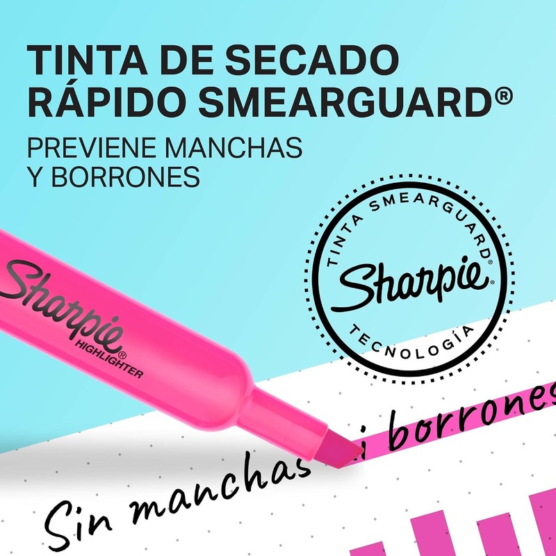 Sharpie® Tank Resaltador/Marcador de Texto, Punta Cincel/Biselada, Surtidos, 4 Piezas,