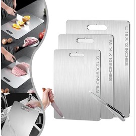 Titanium Cutting Boards - 100% Pure Titanium Cutting Boards for Kitchen - Cutting Edge Hygiene & Durability, Dishwasher Safe Ideal, Perfect for Various Cooking Tasks (16 x 12 in)