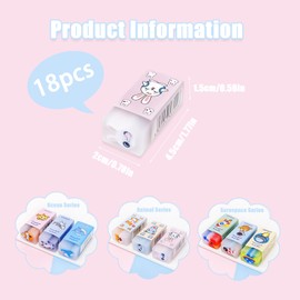 Kaizuca 18 Piece Party Erasers, Novelty Erasers, Eraser Children, Interesting, for Kids for Students, Party Favors, Gift Filling, Homework Rewards