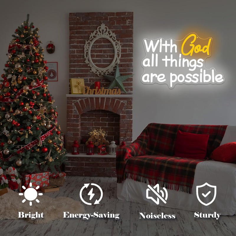 Vveikea With God All Things Are Possible Neon Sign God