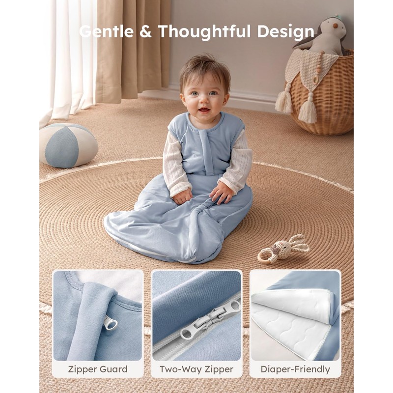 Yoofoss Baby Sleeping Bag Rayon Bamboo Blue, blue