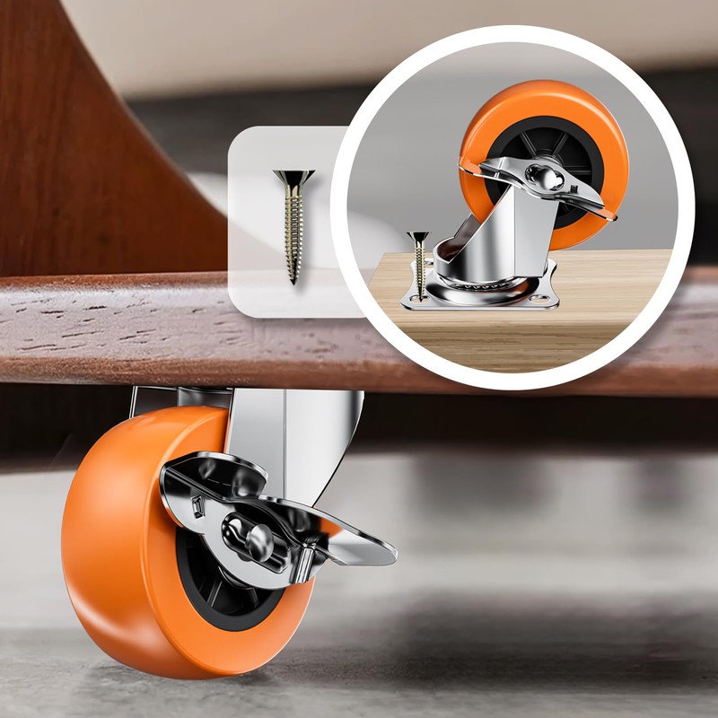 2 Inch Casters, ASHGOOB Caster Wheels with Side Brake, Locking