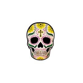 Vintage Style Mexican Skull with Cross Fridge Garage Bar Magnet Print on Wood 11x8cm