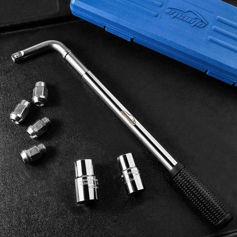 EPAuto Telescoping Lug Wrench, Wheel Wrench with CR-V Sockets (17/19,