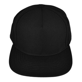 DALIX Premium 5 Panel Wool Blend Hat Flat Bill Cap Snapback (Black)