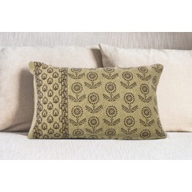 Creative Co-Op Floral Fields Lumbar Pillow Decorative Pillow Cover, 12" x 20", Beige