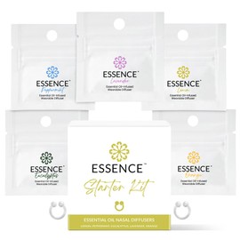 Essence Nasal Diffuser Starter Kit – Essential Oil Silicone Nose Ring Inhalers for Beginners – Wearable Aromatherapy Bundle for Relaxation, Energy & Breathing Support