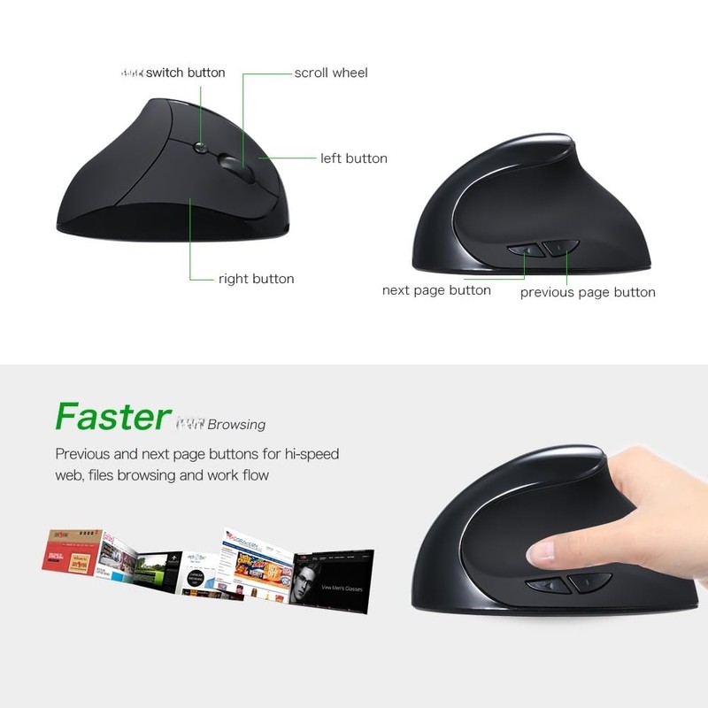 ZJchao Ergonomic Mouse, Optical Vertical Mouse Ergonomic Wired Mouse USB