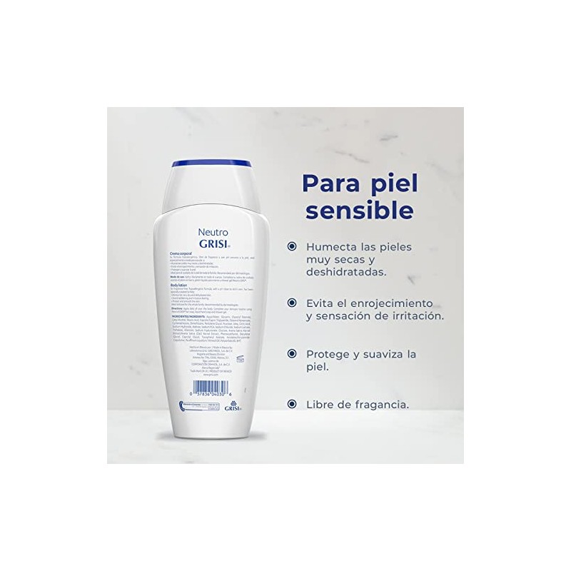 Crema corporal Grisi Neutro hipoalergénica 400 ml