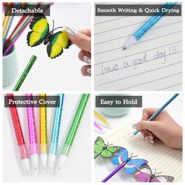 30 Pack Butterfly Gel Pens, Novelty Bulk Pens, Cute Party Favors Flower Pens for Women Teacher Girls Kids, Fancy School Office Home Writing Supplies, 0.5mm Black Ink, Bullet Tip (Butterfly)