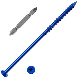 WenSilon(30 PCS) 1/4"x6 Concrete Screw Anchor blue flat head for Anchoring to Masonry, Block or Brick stucco