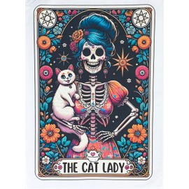 Half a Donkey The Cat Lady Tarot Card Large Cotton Tea Towel