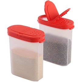 SIGNORA WARE Spice Jars with Lids - 8 oz Refillable Empty Airtight Spice/Seasoning Containers Set -2 in 1 Pour/Sift Shaker Lids Clear Plastic Spice/Seasoning Organizer Kitchen/Travel 2 pk