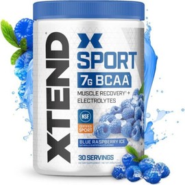 XTEND Sports BCAA Powder Blue Raspberry - Amino Acids and Electrolytes for Hydration, 30 Servings, 348g, 1 Count / XTEND 스포츠 BCAA 파우더 블루 라즈베리 스 - 아미노산으로 및 수분 공급을 위한 전해질 30인분, 348g, 1개