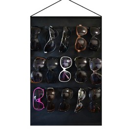 Ikiriska Eyeglass sunglasses organizer for 15 glasses, Black, storage, display on wall or door (firm support at the top)