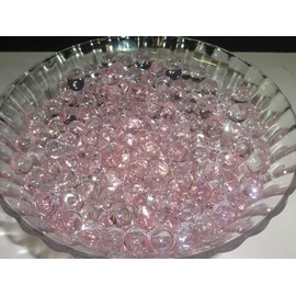 water beads - Translucent - Pink Lemonade, water absorbing & expanding vase filler decorations Store & release to reduce watering for lucky bamboo plants & flowers, Kids Sensory Learning & Play