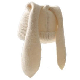 MEINICY Women Bunny Beanie Rabbit Long Ears Cap Cute Funny Bunny Hats Knit Winter Warm Hat Outdoor Slouchy Girl Hat, Beige, One Size