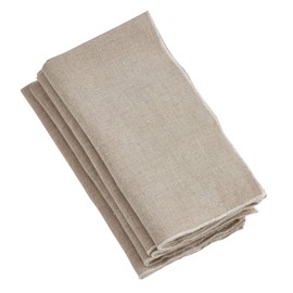 Fennco Styles Amelia Collection Classic Stonewashed Border Stitch 100% Pure Linen Cloth Napkins 20" W X 20" L, Set of 4 – Natural Dinner Napkins for Banquet, Wedding, Special Events and Home Décor