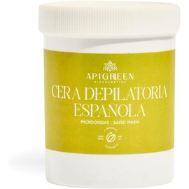 APIGREEN - CERA ESPAÑOLA DEPILATORIA (400GRS) + APLICADORES, PIEL SENSIBLE - BIKINI, ROSTRO, PIERNAS, BARBA DEPILA SIN DOLOR EFICAZ EN TODO TIPO DE VELLO (Clorofila)