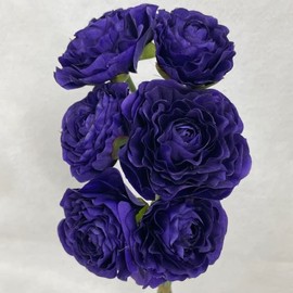 Factory Direct Craft Group of 3 Artificial Spring Purple Ranunculus Silk Flower Bouquets for Arranging, Crafting and Decorating