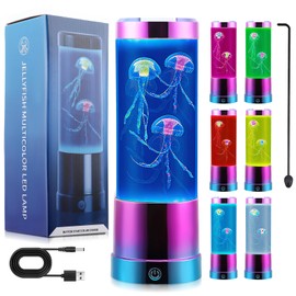 Gxpjycfob Lava Lamp with Floating Clownfish, Jellyfish Aquarium Mood Light for Kids Adults, Jelly Fish Light Lamp with Colour Changing for Bedroom Desk Sensory Room Decor Great Gifts for Kids
