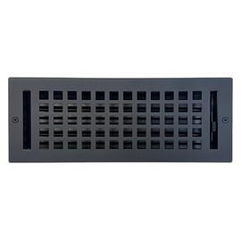 Empire Register Co, Ceiling & Wall Vent Cover - 4x12 inch, Square Design, Textured Black Finish, Metal Damper Attached, Measure Wall Hole Dimensions (not for Floor use)