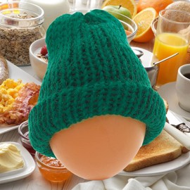 MIJOMA Set of 6 Knitted Egg Cosy Hats, Knitted Egg Warmer Hats for Breakfast Eggs, Mini Hat Craft Supplies, Gift Idea Birthday Moving New Housewarming (Dark Green)