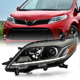KEEKPO - For 2015-2019 Toyota Sienna SE Halogen w/LED DRL Type Gun Metal Headlight Headlamp Replacement Driver Side