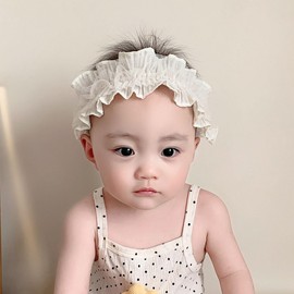 Asphinien Lace Floral Headbands for 4-24 Months Baby Girls Elastic Wide Hair Band Toddler Newborn Infants Birthday Party Shower Hair Accessories (Ivory, Free)